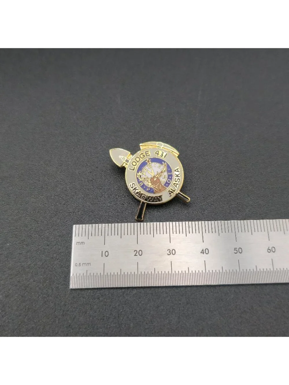 Vintage BPOE Elks Lodge 431 Skagway Alaska Fraternal Enamel Pin A8071